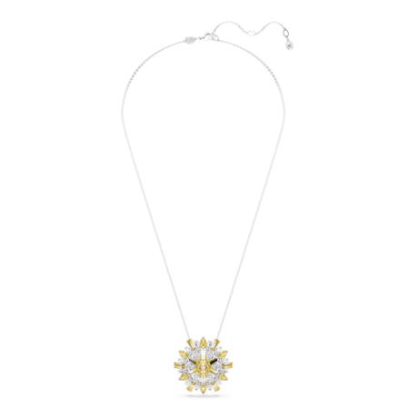 Resim Idyllia Kolye ve broş, Karışık kesimler, Çiçek, Uzun, Sarı, Rodyum kaplama