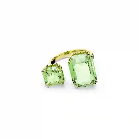 Resim Millenia Açık Yüzük, Sekizgen kesim, Yeşil, Altın rengi kaplama