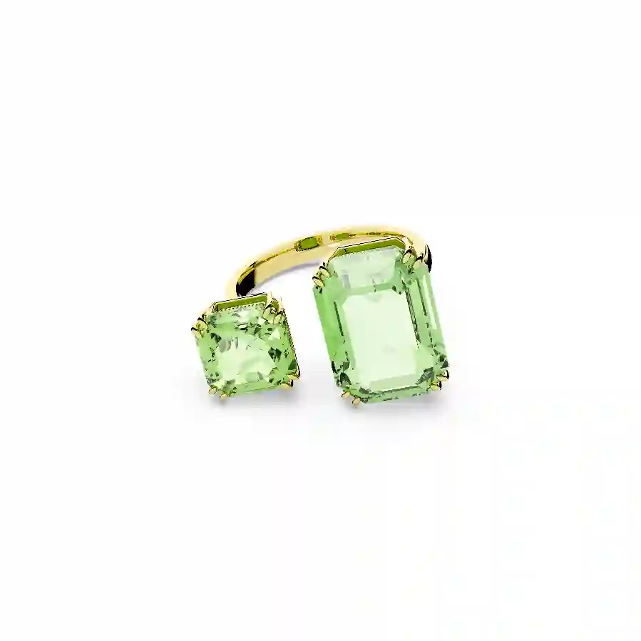 Resim Millenia Açık Yüzük, Sekizgen kesim, Yeşil, Altın rengi kaplama