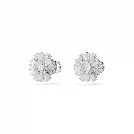 Resim Idyllia düğme Küpeler, Karışık kesimler, Kar tanesi, Beyaz, Rodyum kaplama