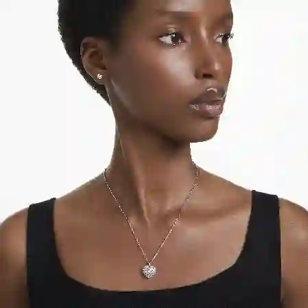 Resim Idyllia Set, Kristal inci, Kalp, Beyaz, Rodyum kaplama