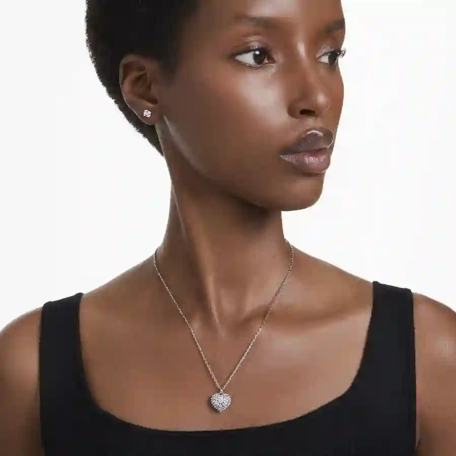 Resim Idyllia Set, Kristal inci, Kalp, Beyaz, Rodyum kaplama