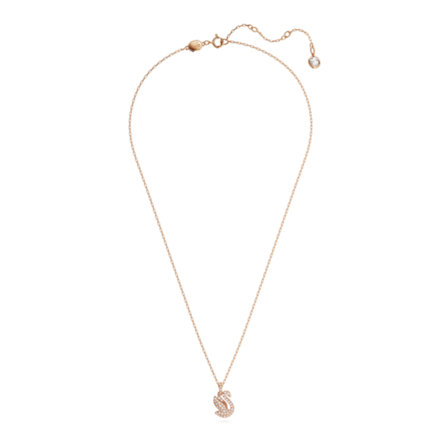 Resim Swarovski Iconic Swan Kolye, Kuğu, Küçük, Beyaz, Pembe altın rengi kaplama