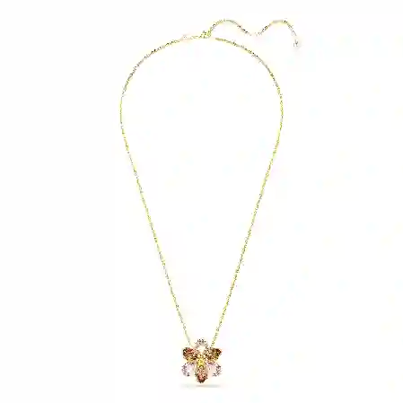 Resim Idyllia Kolye ve broş, Karışık kesimler, Çiçek, Çok renkli, Altın rengi kaplama