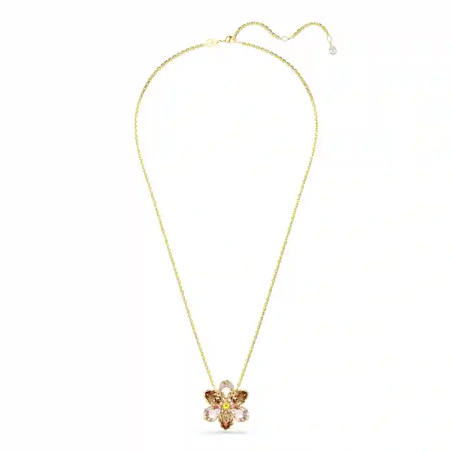 Resim Idyllia Kolye ve broş, Karışık kesimler, Çiçek, Çok renkli, Altın rengi kaplama