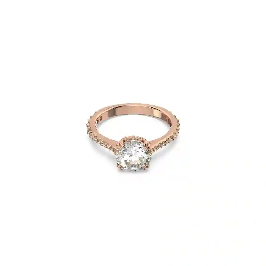 Resim Constella Kokteyl Yüzüğü, Yuvarlak kesim, Pavé, Beyaz, Pembe altın rengi kaplama