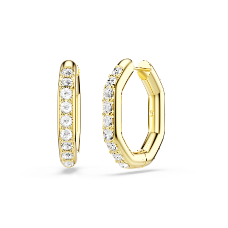 Resim Dextera halka küpeler, Sekizgen şekil, Yuvarlak kesim, Beyaz, Altın rengi kaplama