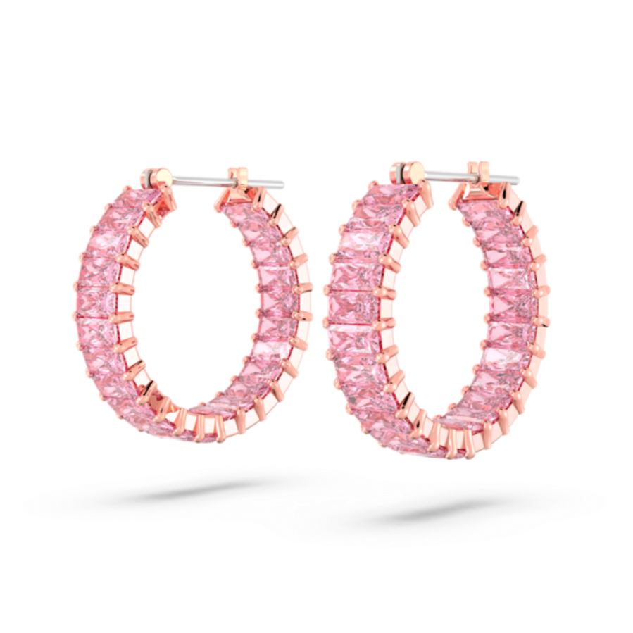 Resim Matrix halka küpeler, Baget kesim, Pembe, Pembe altın rengi kaplama