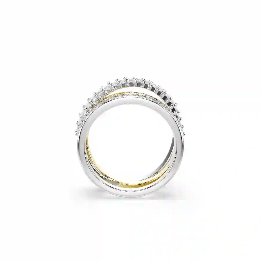 Resim Hyperbola Yüzük, Karışık kesimler, Beyaz, Karışık metal yüzey