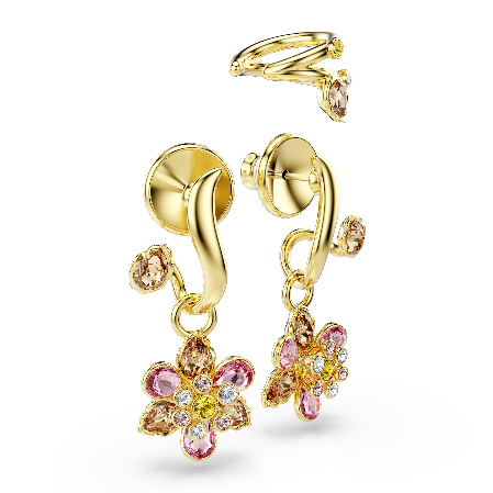 Resim Idyllia Küpeler, Set (3), Karışık kesimler, Çiçek, Çok renkli, Altın rengi kaplama