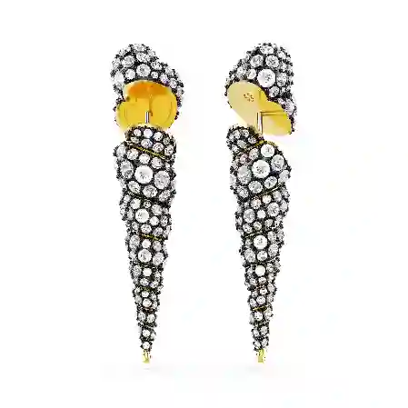 Resim Idyllia damla küpeler, Asimetrik tasarım, Yuvarlak kesim, Deniz Kabuğu, Beyaz, Karışık metal yüzey