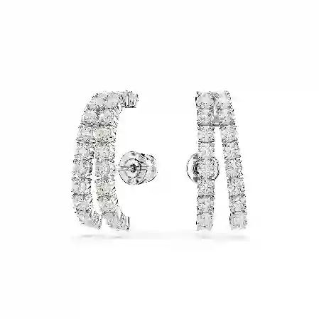 Resim Matrix kelepçe küpe, Yuvarlak kesim, Beyaz, Rodyum kaplama