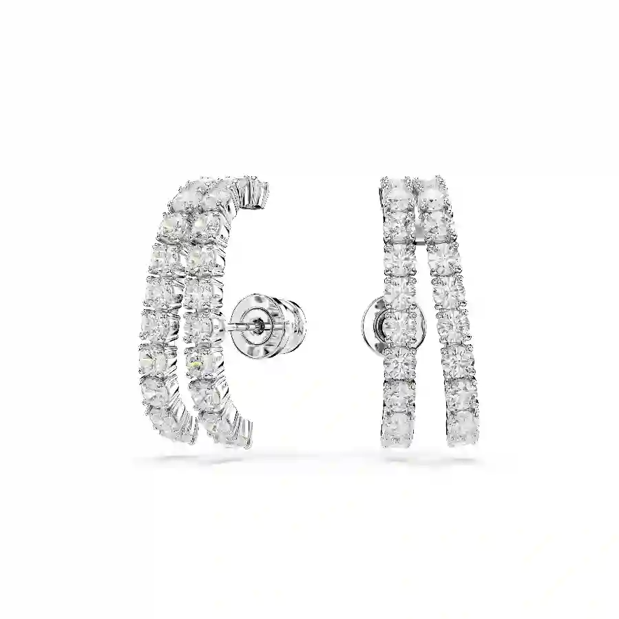 Resim Matrix kelepçe küpe, Yuvarlak kesim, Beyaz, Rodyum kaplama