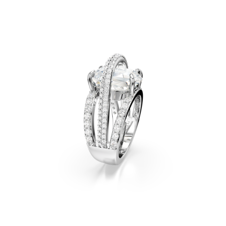 Resim Hyperbola Kokteyl Yüzüğü, Karışık kesimler, Beyaz, Rodyum kaplama