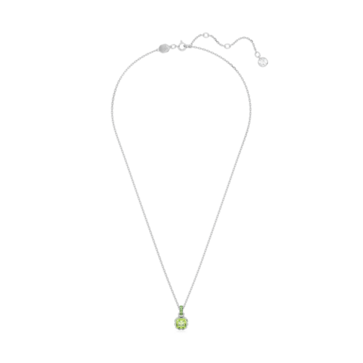 Resim Birthstone Kolye, Kare kesim, Ağustos, Yeşil, Rodyum kaplama