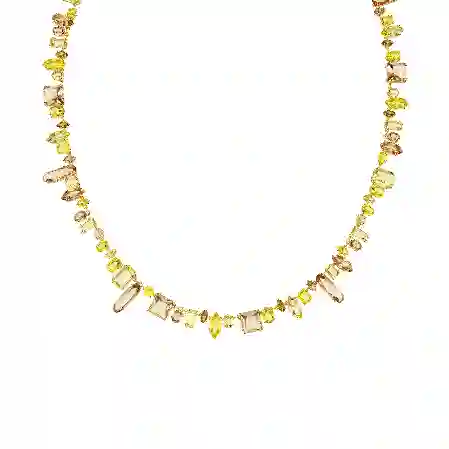 Resim Gema Dizi Kolye, Karışık kesimler, Sarı, Altın rengi kaplama