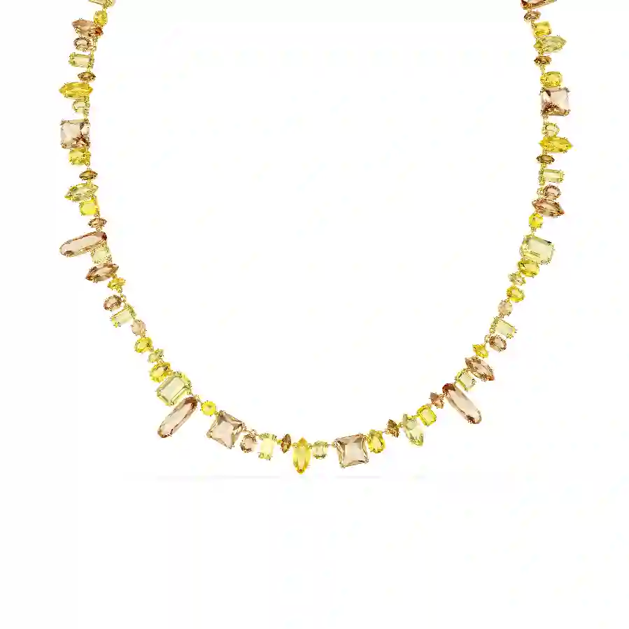 Resim Gema Dizi Kolye, Karışık kesimler, Sarı, Altın rengi kaplama