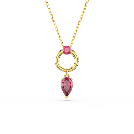 Resim Mesmera Kolye, Karışık kesimler, Kırmızı, Altın rengi kaplama