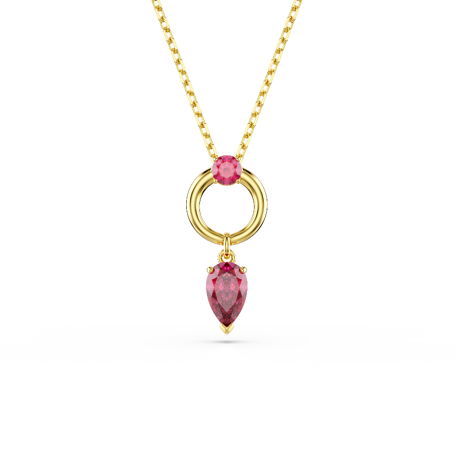 Resim Mesmera Kolye, Karışık kesimler, Kırmızı, Altın rengi kaplama