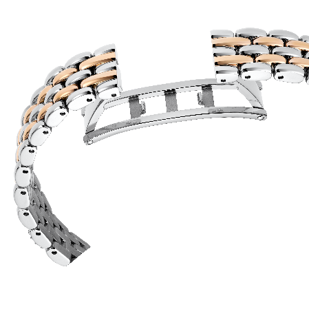 Resim Dextera Octagon Saat, İsviçre Üretimi, Metal bileklik, Gümüş Rengi, Pembe altın rengi yüzey