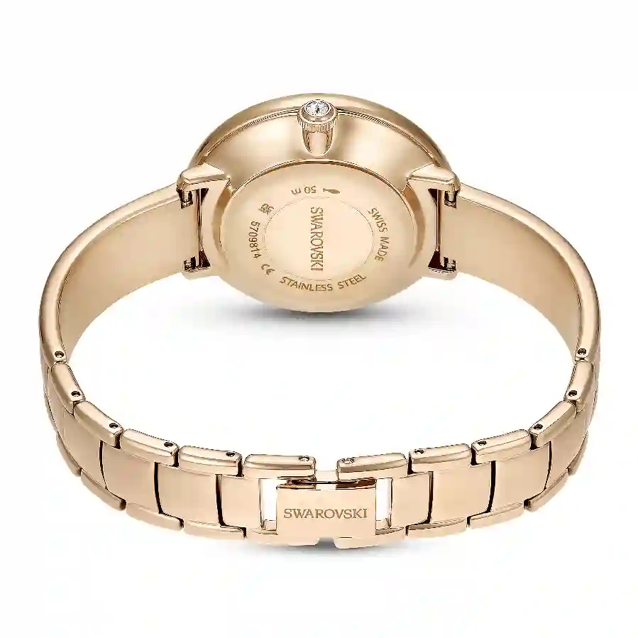 Resim Crystalline Bangle Saat, İsviçre Üretimi, Metal bileklik, Bej, Pembe altın rengi yüzey