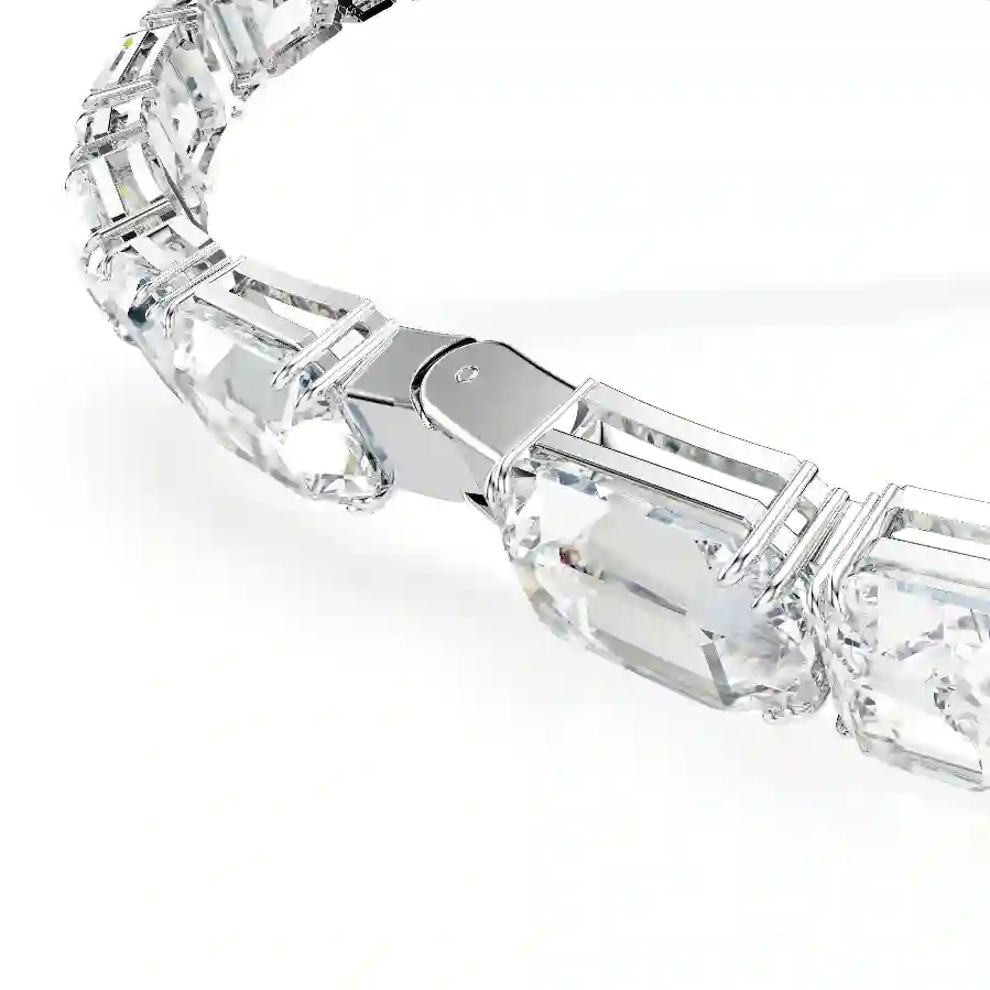 Resim Millenia Tennis kolye, Sekizgen kesim, Beyaz, Rodyum kaplama