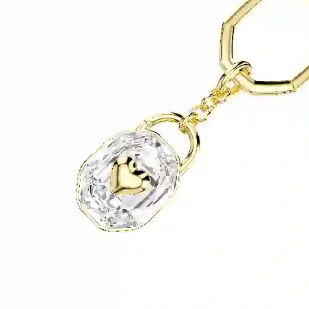 Resim Anahtarlık, Oval kesim, Beyaz, Altın rengi kaplama