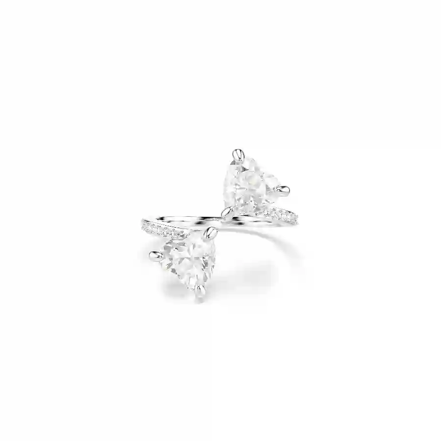 Resim Mesmera Attract Açık Yüzük, Kalp kesim, Pavé, Kalp, Beyaz, Gümüş renkli yüzey