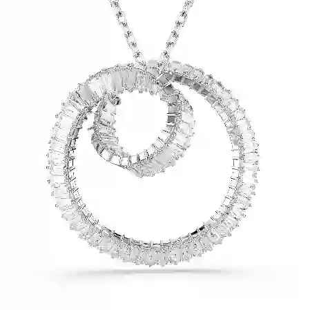 Resim Matrix Kolye, Baget kesim, Beyaz, Rodyum kaplama