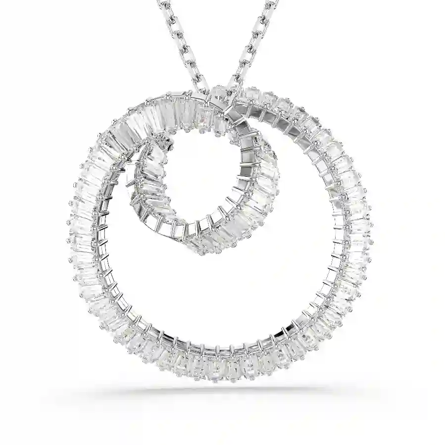 Resim Matrix Kolye, Baget kesim, Beyaz, Rodyum kaplama