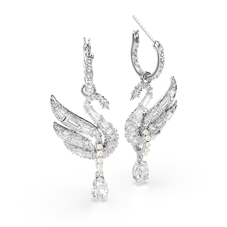 Resim Swan Vienna Küpeler, Kuğu, Beyaz, Rodyum kaplama