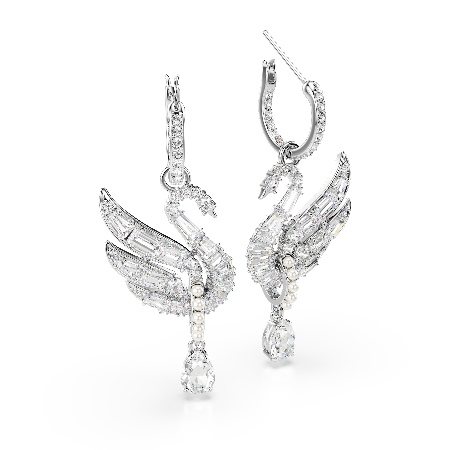 Resim Swan Vienna Küpeler, Kuğu, Beyaz, Rodyum kaplama