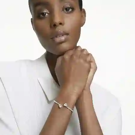 Resim Mesmera Attract Bileklik, Kalp, Beyaz, Rodyum kaplama