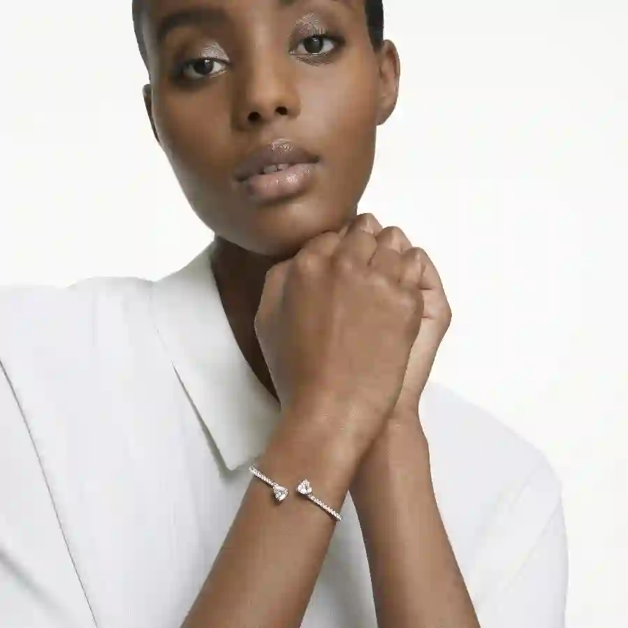 Resim Mesmera Attract Bileklik, Kalp, Beyaz, Rodyum kaplama