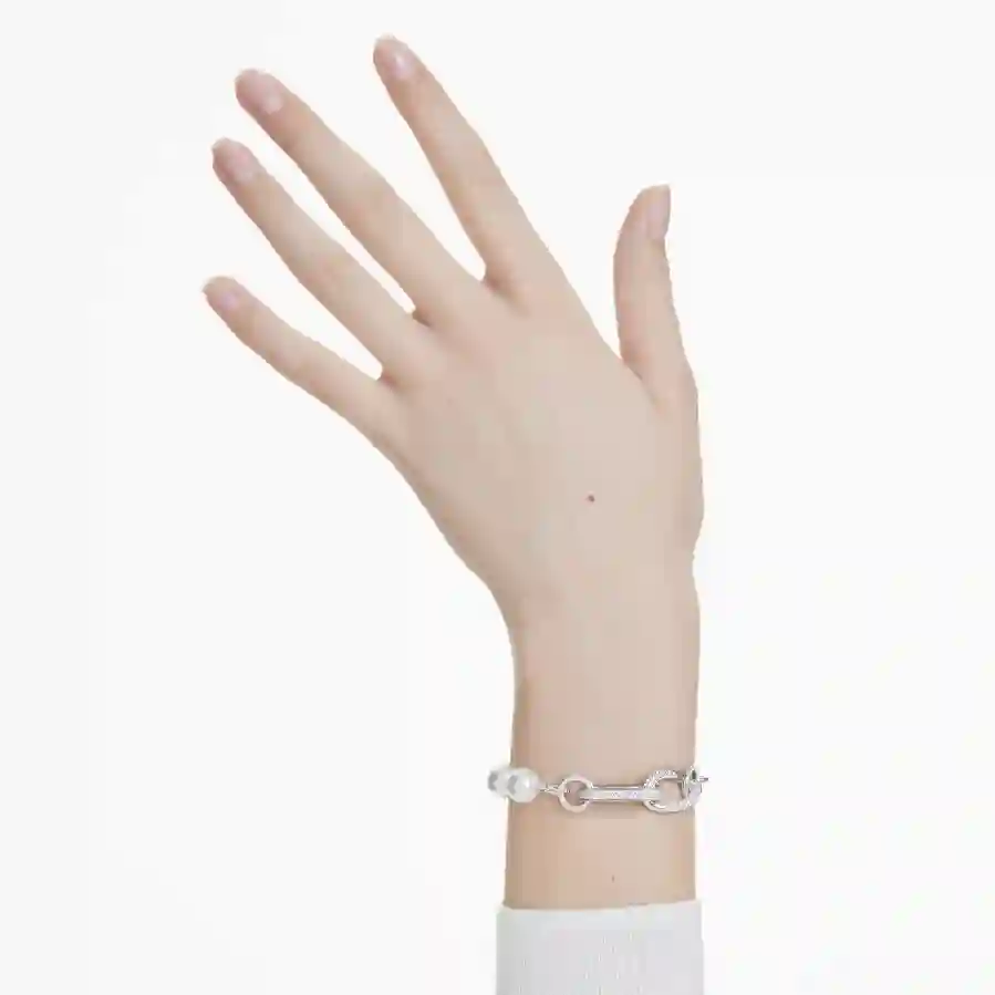 Resim Dextera Bileklik, Kristal inci, Karışık bağlantılar, Beyaz, Rodyum kaplama