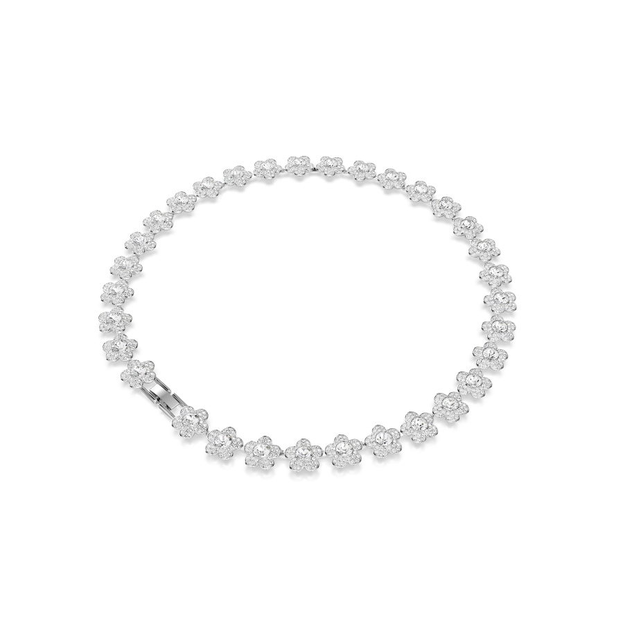 Resim Ariana Grande x Swarovski Kolye, Yuvarlak kesim, Çiçek, Beyaz, Rodyum kaplama