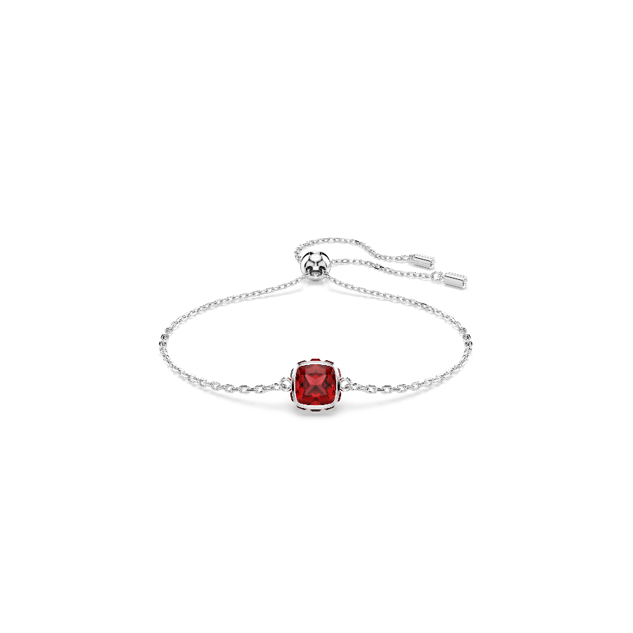 Resim Birthstone Bileklik, Kare kesim, Ocak, Kırmızı, Rodyum kaplama