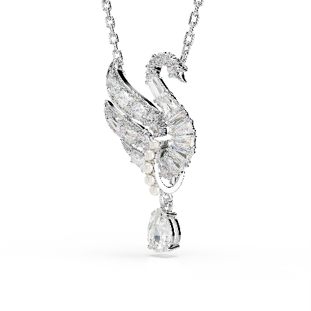 Resim Swan Vienna Kolye, Kuğu, Beyaz, Rodyum kaplama