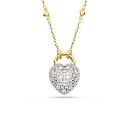 Resim Idyllia Kolye, Karışık kesimler, Kalp, Beyaz, Altın rengi kaplama