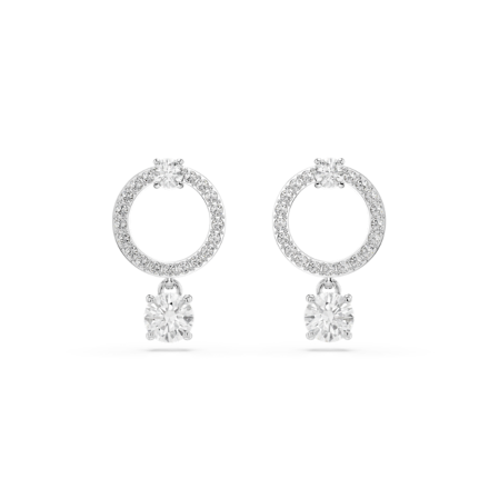 Resim Attract halka küpeler, Yuvarlak kesim, Beyaz, Rodyum kaplama