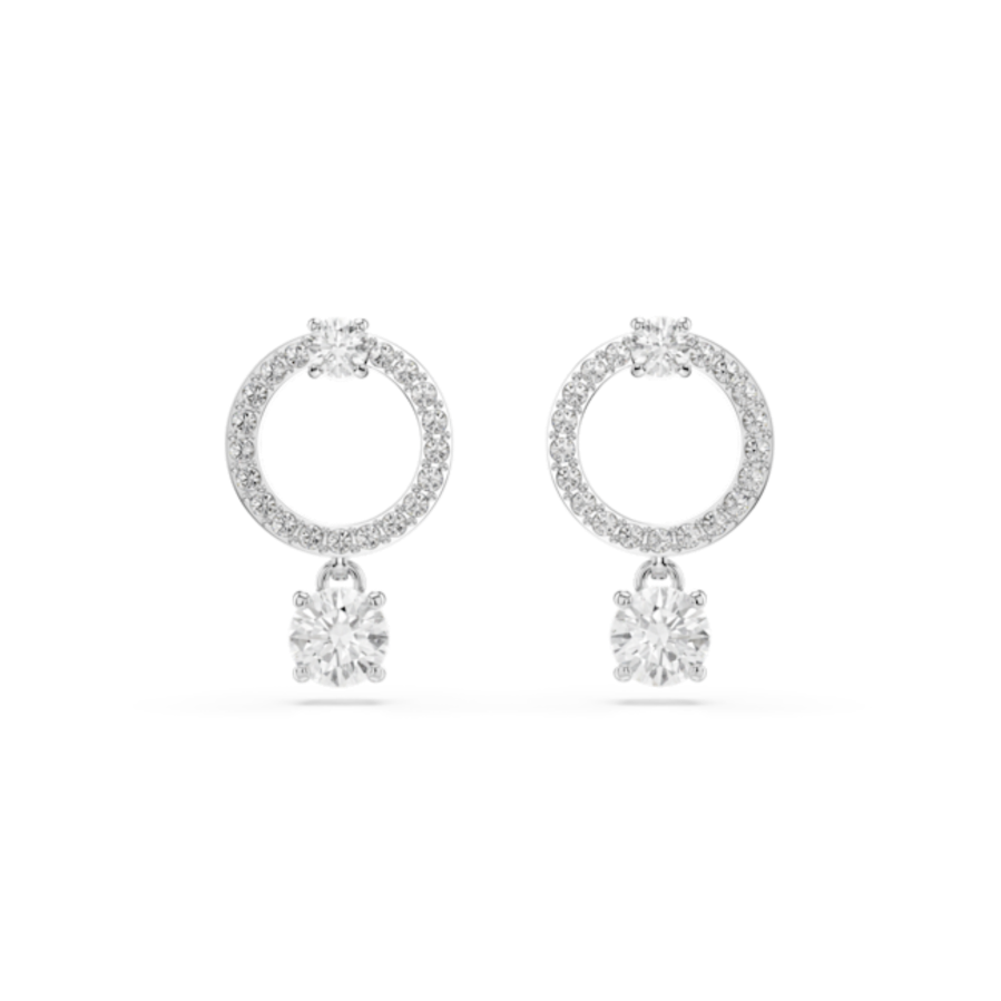 Resim Attract halka küpeler, Yuvarlak kesim, Beyaz, Rodyum kaplama