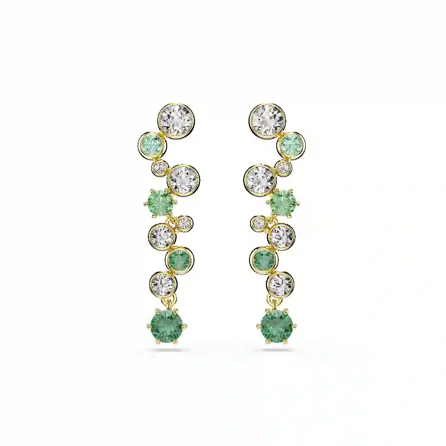 Resim Constella damla küpeler, Karışık kesimler, Yeşil, Altın rengi kaplama