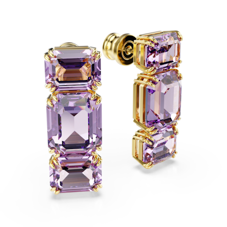 Resim Millenia damla küpeler, Sekizgen kesim, Mor, Altın rengi kaplama