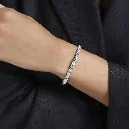 Resim Meteora Bileklik, Kar pavé, Beyaz, Rodyum kaplama