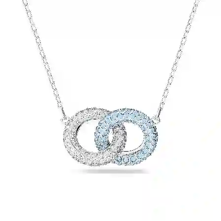 Resim Dextera Kolye, Pavé, İç içe geçmiş daireler, Mavi, Rodyum kaplama