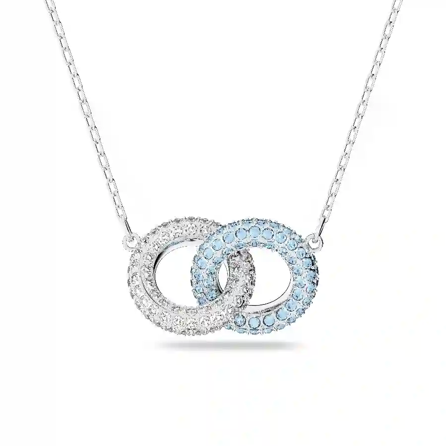 Resim Dextera Kolye, Pavé, İç içe geçmiş daireler, Mavi, Rodyum kaplama