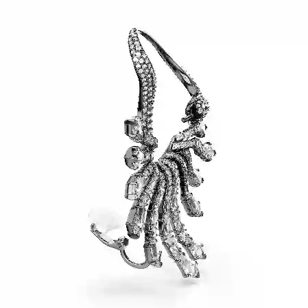 Resim The Vienna Collection Kelepçe Küpe, Kuğu, Beyaz, Rutenyum kaplama