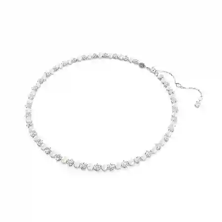 Resim Matrix Tennis kolye, Kristal inci, Yuvarlak kesim, Beyaz, Rodyum kaplama