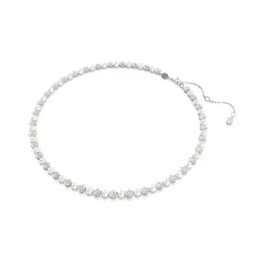 Resim Matrix Tennis kolye, Kristal inci, Yuvarlak kesim, Beyaz, Rodyum kaplama