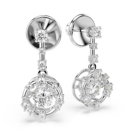 Resim Constella damla küpeler, Yuvarlak kesim, Dancing stone, Beyaz, Rodyum kaplama